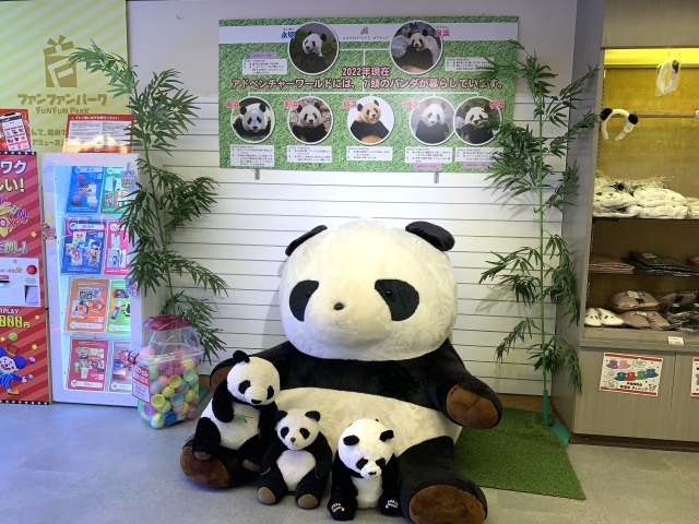 売店横にはパンダと一緒に記念写真が撮れるスポットも！