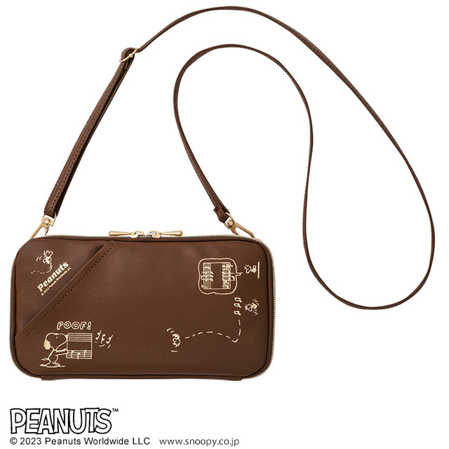 SNOOPY［スヌーピー］タテでもヨコでも持てる！スマホショルダーBROWN　2,640円