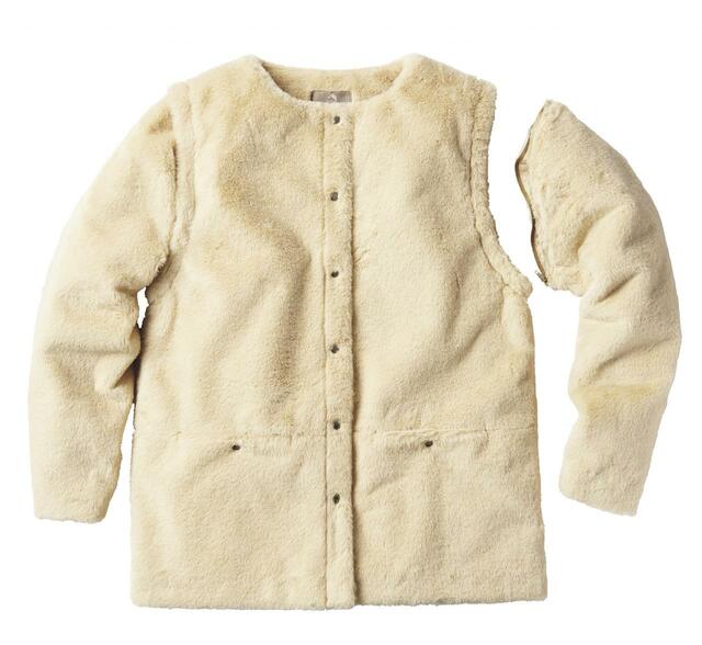 デタッチャブルファーウォームアウター 袖着脱仕様でベストに変身