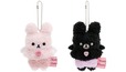 【コリラックマ and チャイロイコグマストア】「ぶらさげぬいぐるみ　てんしうさぎのぬいぐるみ(ぴんく)/こあくまうさぎのぬいぐるみ(くろ)」各1,760円