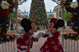 ミッキーとミニーはツリー前でグリーティング ©Disney
