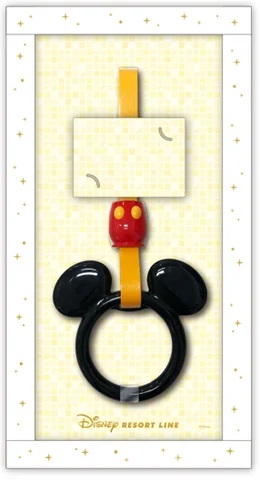 ディズニーリゾートライナー（Type X）のつり革（乗車券をつり革と一緒に飾れます。）