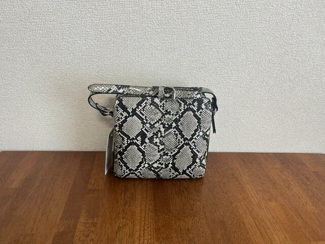 【GU ボックスミニショルダーバッグ】ファッション上級者向けに見えるパイソン柄もプチプラなら挑戦できます