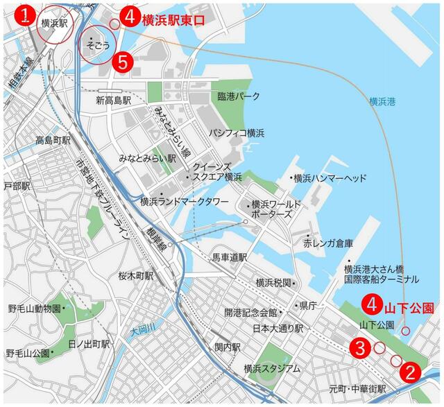 参加・関連施設、店舗の位置【横浜マリンタワー × Dick Bruna TABLE in YOKOHAMA Bay Area】