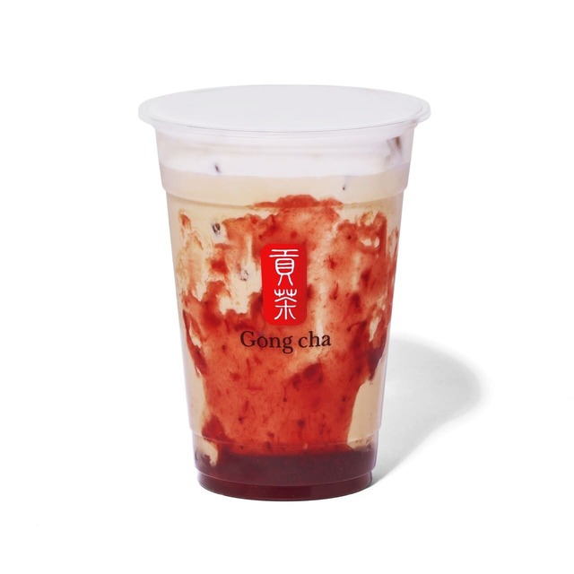 【ゴンチャ】「メリースパイス ストロベリー ミルクティー（ICED）」Mサイズ 650円