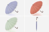 長傘 16本骨バイカラー:¥2,640(税込)柄展開:パープル(新色)、ピンク(新色)、ライトグリーン(新色)ネイビーブルー、レッド、ブルーグリーン、ベージュ、グレー