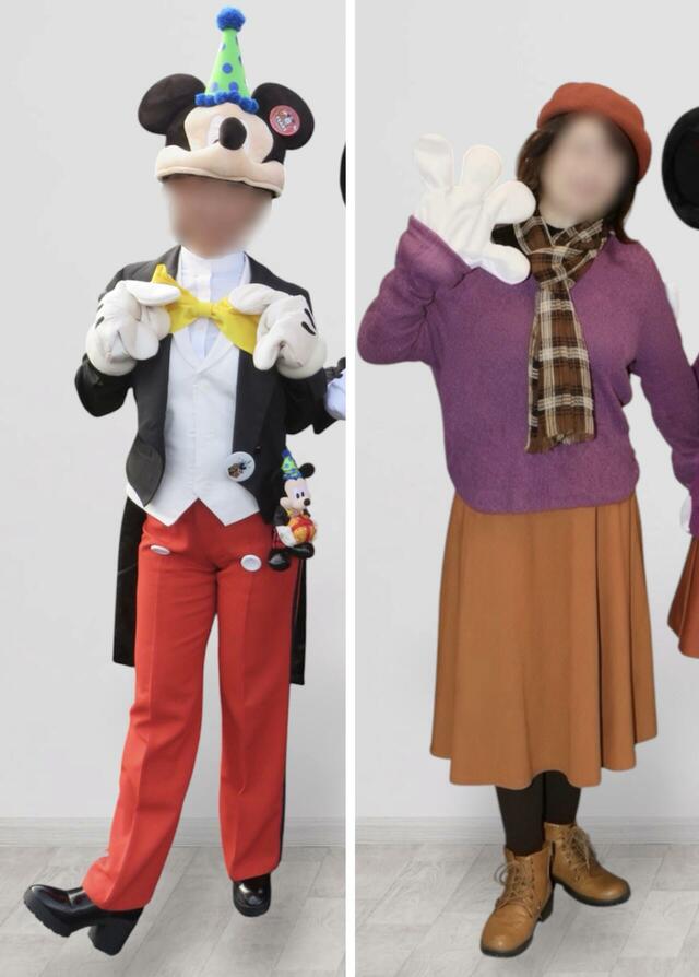 グリーティングキャラクターと同じ衣装で記念撮影した時の仮装
