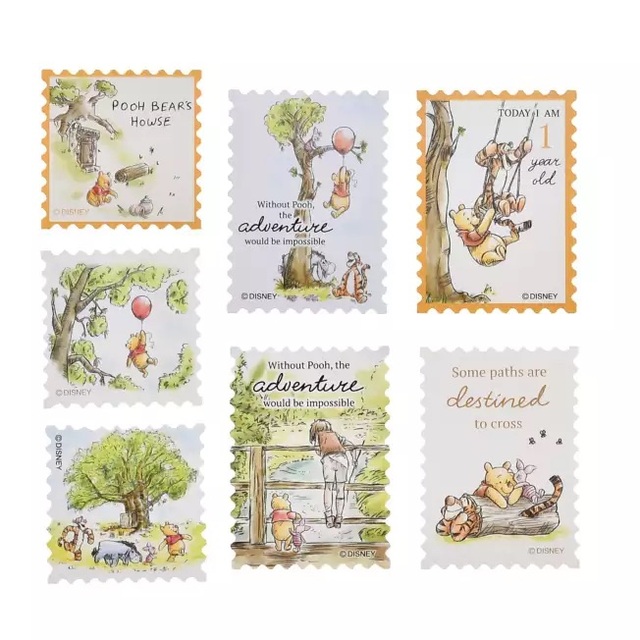 プー＆フレンズ シール・ステッカー フレーク 切手風 Classic Pooh Sticker Collection 700円