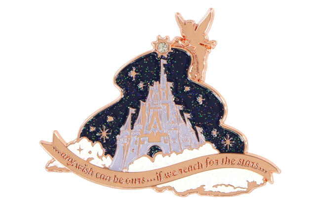 ピンバッジ 1,200円｜東京ディズニーランド新ナイトタイムエンターテイメント「Reach for the Stars」グッズ｜販売店舗：東京ディズニーランド「グランドエンポーリアム」｜発売日：2024年9月19日（木）