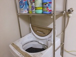 【ニトリ ステンレス洗濯機ラック】洗濯用品もたくさん乗せられます！