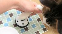 【ペット用コールベル】やさしくベルのボタンに手を誘導してみる