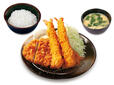 ・ロースかつ＆海老フライ（1尾）定食　970円→海老フライが2尾になって価格そのまま970円【松のやの「倍量フェア」】
