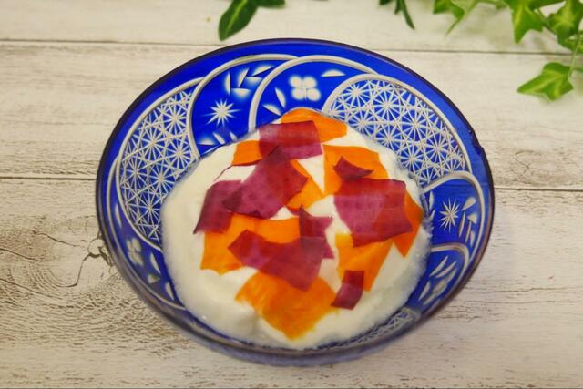 【ダイソー やさいシート】ヨーグルトには「むらさきいも」「かぼちゃ」がおすすめ