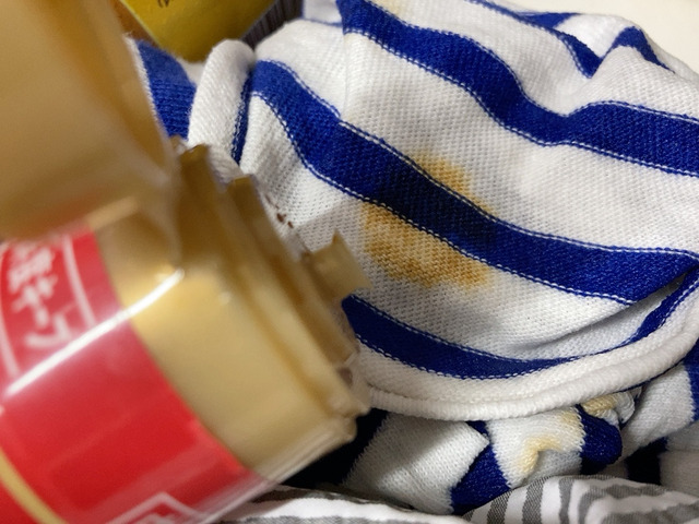 【ワークマン　レディースサーバーバスクハーフシャツ】醤油は一度は染み込んでしまいました