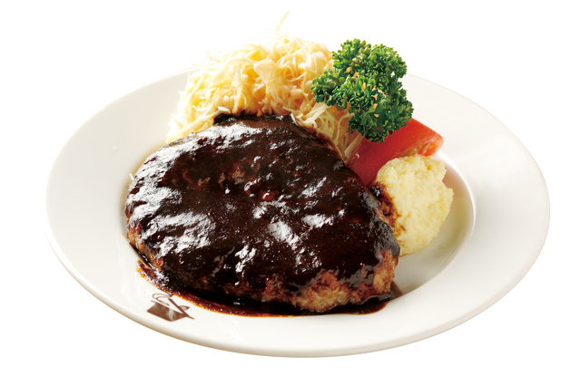 キッチンミルポワ／ランチでもディナーでも、一番人気はこのハンバーグステーキ980円だ。