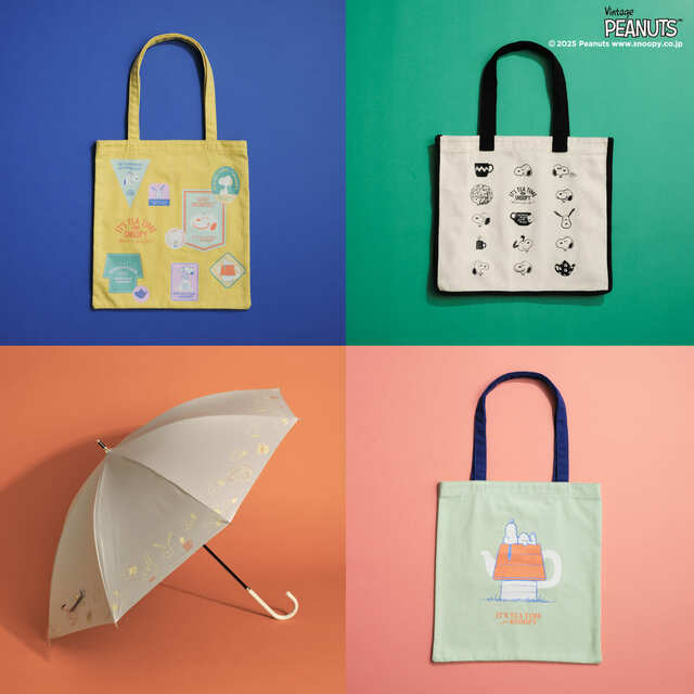 【Afternoon Tea LIVING】キャンバストート（イエロー/グリーン） 各3,960円、キャンバストート（オフホワイト） 4,400円、長傘 4,400円