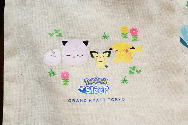 ピカチュウ、ピチュウ、プリン、ププリンをデザインした巾着