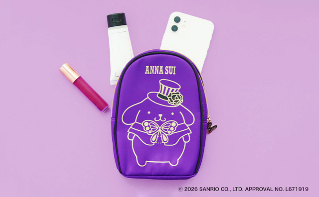【ANNA SUI×ポムポムプリン】「ポーチ」(1柄2色、4,400円)/携帯品の持ち運びに便利♪
