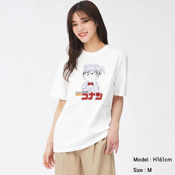【GU】オーバーサイズグラフィックT(5分袖) Detective Conan 4+EC(名探偵コナン)(江戸川コナン)／¥1,690