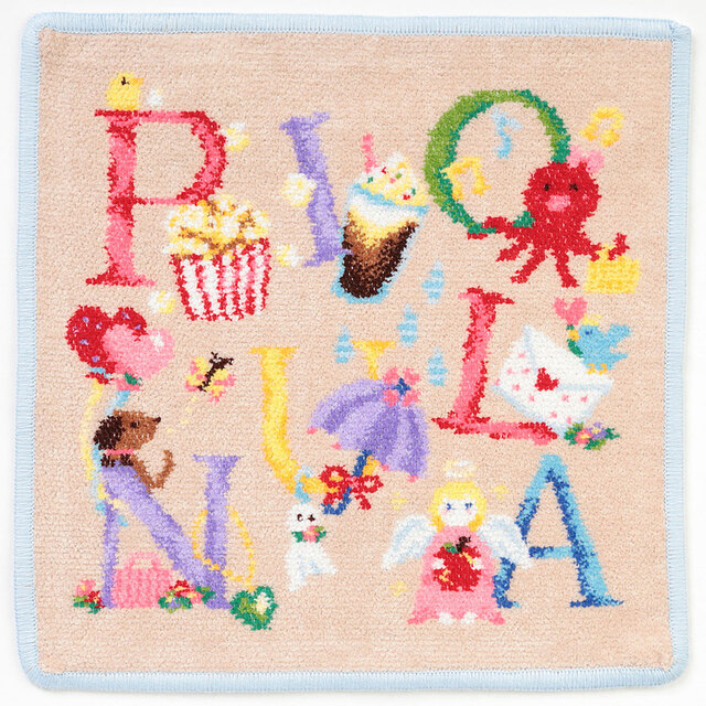 【フェイラー×ピオヌンナル「PIOFUL」】ハンカチ 各¥2,970(税込) 約25×25cm/ベージュ× ペールブルー
