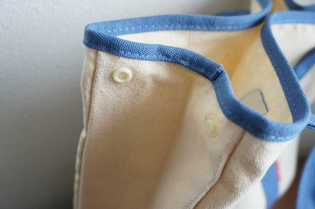 スナップボタンでマチを変えられる