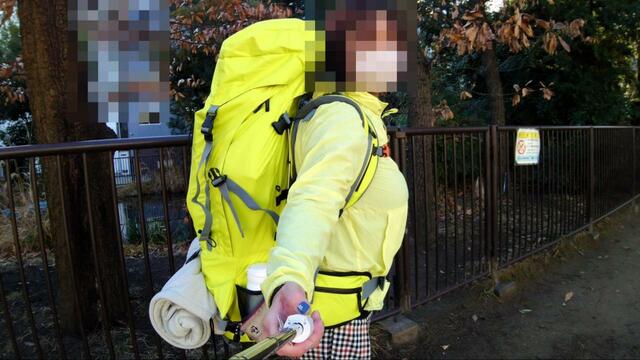 【ワークマン イナレムギア シェルパック80】身長164cm、頭頂近くまでの高さあり