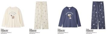 【PEANUTS】SNOOPY×BEAR ワンポイントロンT ¥5,940、【PEANUTS】SNOOPY×BEAR 総柄ロングパンツ ¥7,480