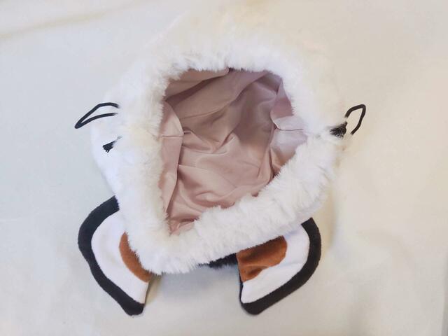 ポーチ中身は、淡いラベンダーカラー【ニトリ デコホーム】シマエナガ（巾着ポーチ）