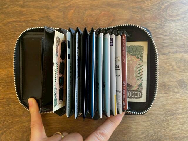 【LOWRYS FARM　カードミニサイフ】仕切りは9つも！薄いカードなら1つの仕切りに2〜3枚入れることもできました◎