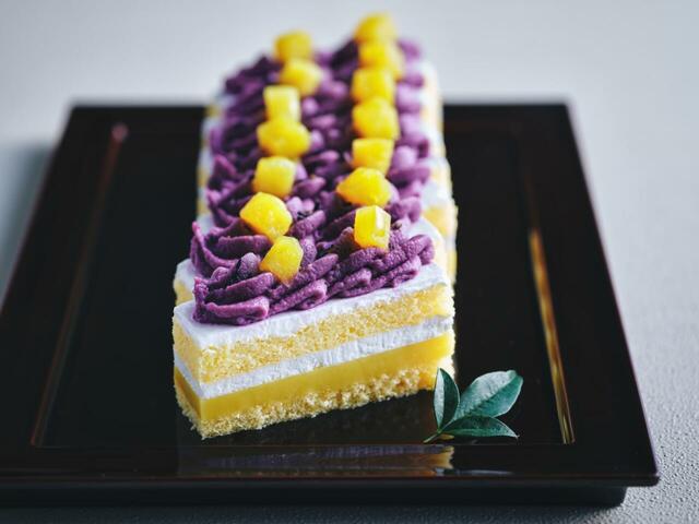 「紫いものショートケーキ（11月）」＜期間：2026年9月1日～11月30日＞【黒毛和牛のローストビーフ食べ放題＆ボイルズワイガニ食べ放題！ランチもディナーも食べ逃せない秋の味覚ブッフェがスタート！】