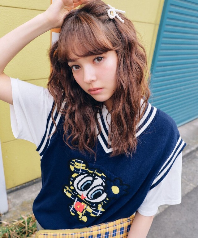 【ANGEL BLUE】ジャガードベスト ¥6,989 / サイズ FREE / カラー ネイビー