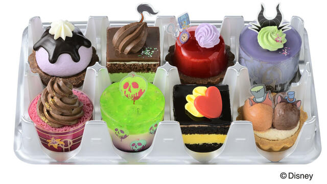 「＜ディズニー＞ヴィランズコレクション（8個入）」＜価格：2,800円（税込3,024円）＞【【コージーコーナー】マレフィセントやフック船長も！ディズニーヴィランズたちのプチケーキアソート登場！】