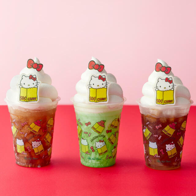 ハローキティ リボンフロート（コーラ/メロン/コーヒー）扇子1本付き　￥1,500