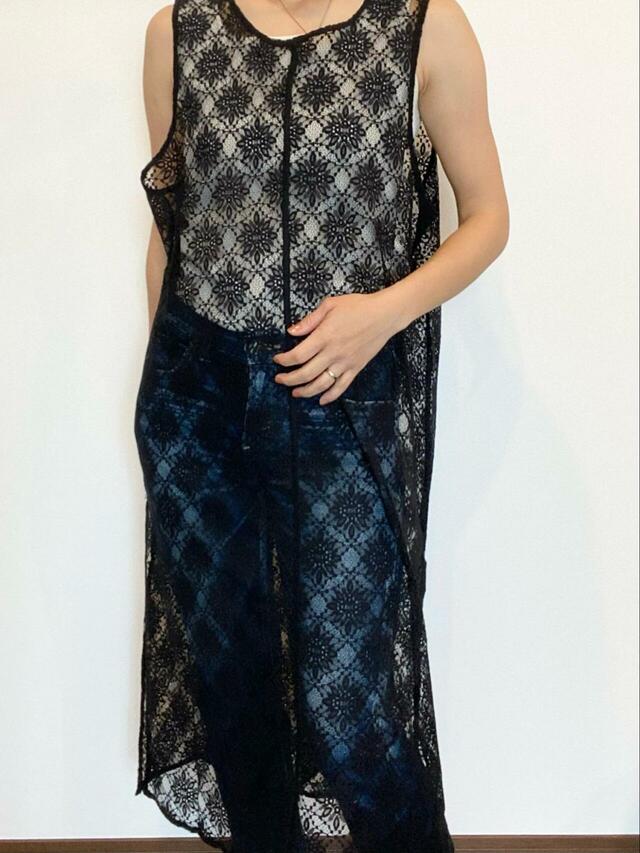 【GLOBAL WORK 2WAYレースワンピース】ラウンドネックで着ると、少し大人びた雰囲気を演出できますよ◎