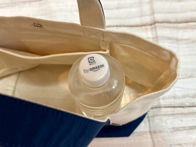 実際に550mLペットボトルを入れてみたところ、立てた状態でぴったり収納できました!