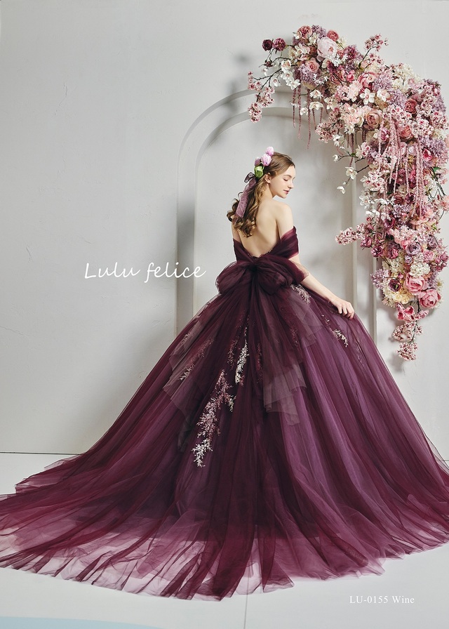 「Lulu felice（ルル・フェリーチェ）」新作ウェディングドレス LU-0155_Wine