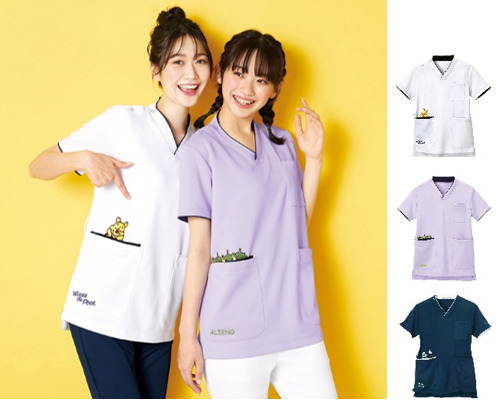 ＜ディズニー＞配色刺繍スクラブ　3色