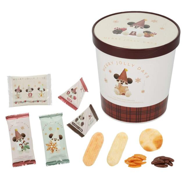 菓子詰め合わせ 1,800円|東京ディズニーリゾート「ディズニー・クリスマス」スペシャルグッズ|販売店舗:東京ディズニーランド「ワールドバザール・コンフェクショナリー」、東京ディズニーシー「ヴァレンティーナズ・スウィート」|発売日:2025年11月10日(月)