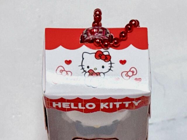 上部にレッドのボールチェーン付き。かわいいイラストプリント入りでボックスの作り込みの細かさに感動！