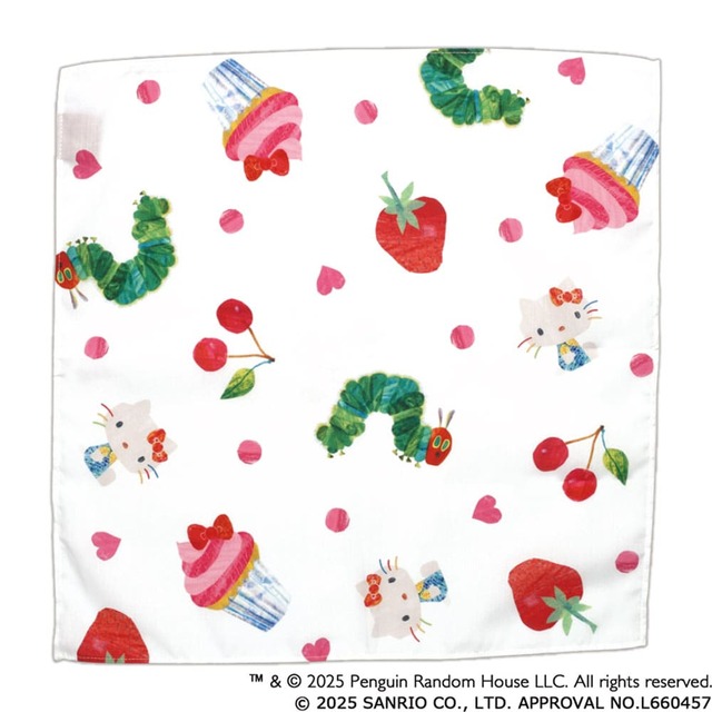 【はらぺこあおむし×ハローキティ】「バンダナ」はハンカチやヘアアレンジに使っても可愛いラブリーな総柄デザイン!