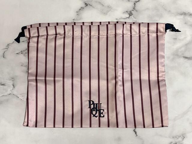 【otonaMUSE（オトナミューズ）5月号】「付録：gelato pique（ジェラート ピケ）サテン巾着ポーチ大中小3点セット」大サイズはピンク×バーガンディーのストライプ柄♡
