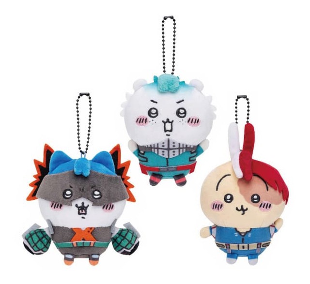 【ヒロアカ×ちいかわ】マスコット（緑谷出久×ちいかわ、爆豪勝己×ハチワレ、轟焦凍×うさぎ）各1,760円※お一人さま各1点まで