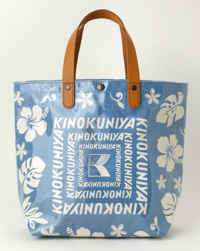 【紀ノ国屋 モンステラ柄クリア帆布バッグ】モンステラやハイビスカスの柄がおしゃれ♪