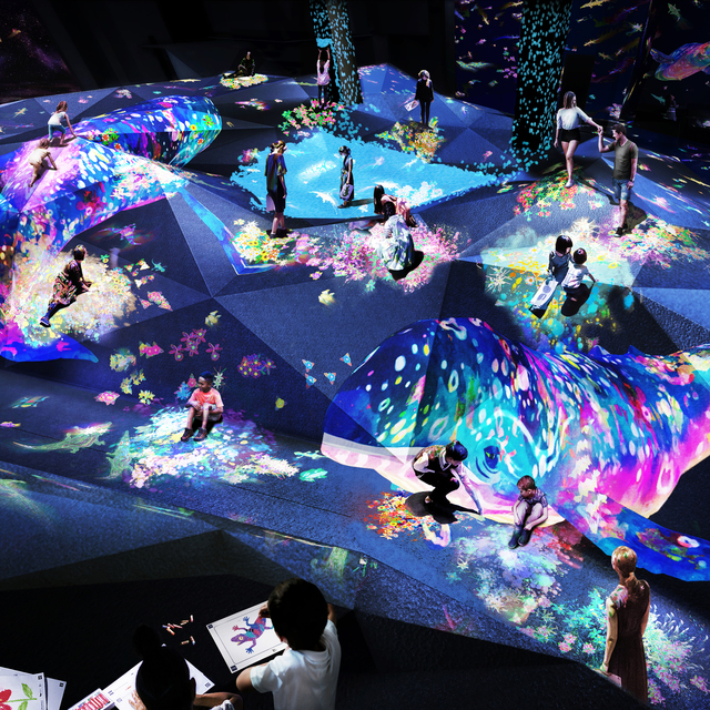 EPSON teamLab Borderless_グラフィティネイチャー 山山と深い谷