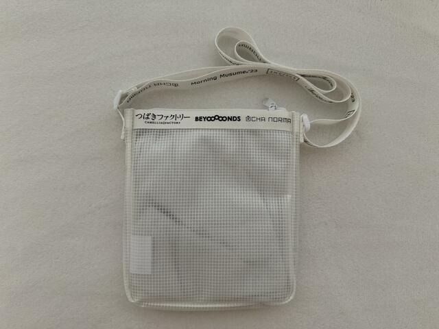 クリアバッグ下部はラウンドしているので柔らかい印象【GU】クリアバッグ HELLO! PROJECT（カラー01 OFF WHITE）：1,990円（税込）