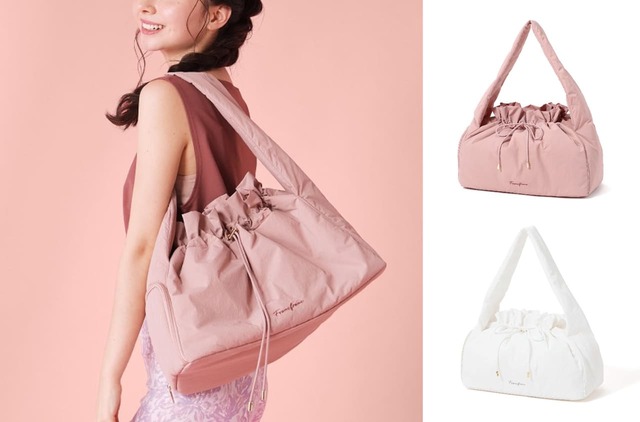 【Francfranc】「ロゴ ジムバッグ」ピンク/ホワイト 各¥6,900