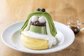 抹茶プリンと白玉モンブランパンケーキ