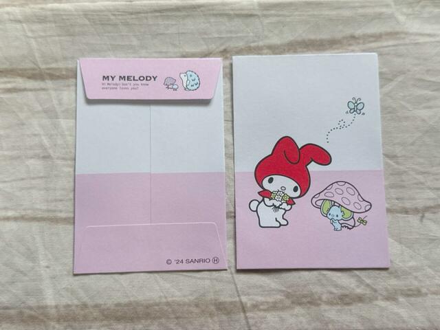 Bは仲良しのフラットくんとマイメロディのイラスト