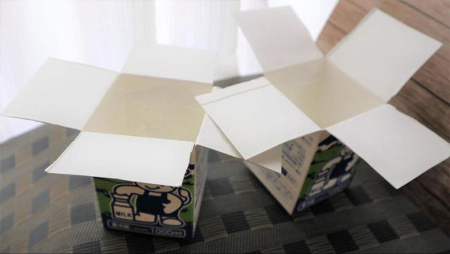 【牛乳パック再活用レシピ “映え”テリーヌ】2種類作るのでパックを2つ用意