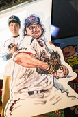 『プロ野球画報』イベント／褒められたくて…で描いた、ながさわによる石井一久のイラストをパネルに